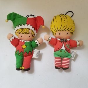 2 Joan Walsh Anglund  Cloth Xmas Dolls Ornaments